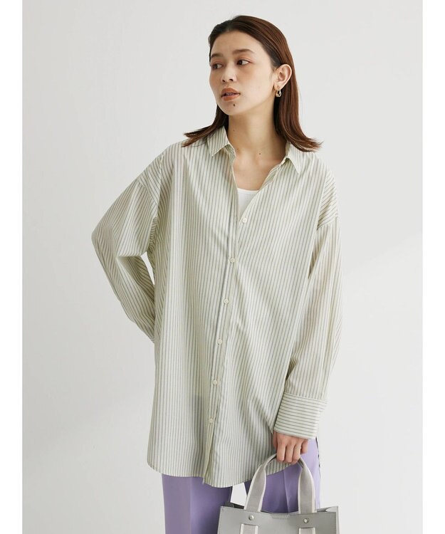 Green Parks ゆったり衿つきシャツ Stripe
