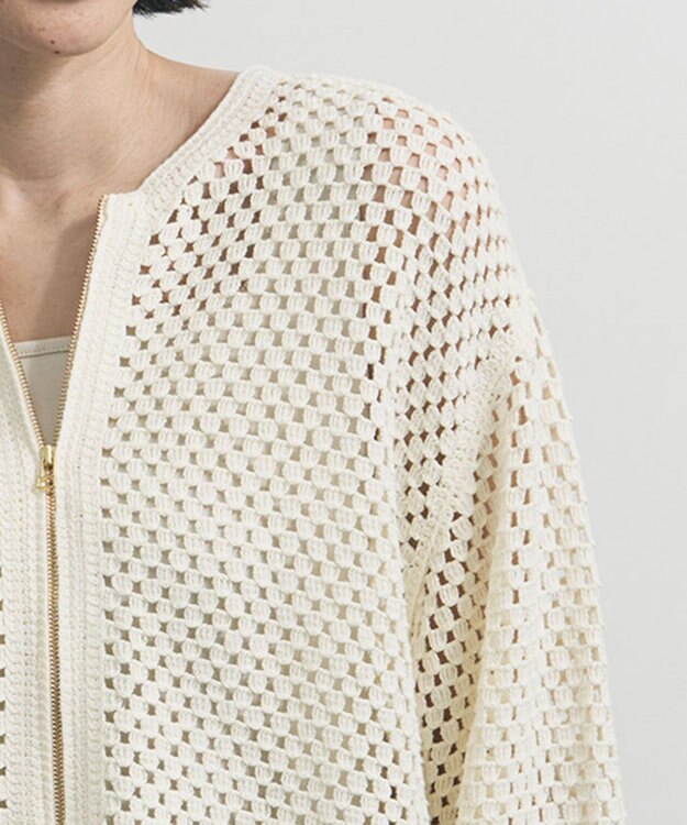 UNFILO クロシェレースニット ZIPカーディガン エクリュ