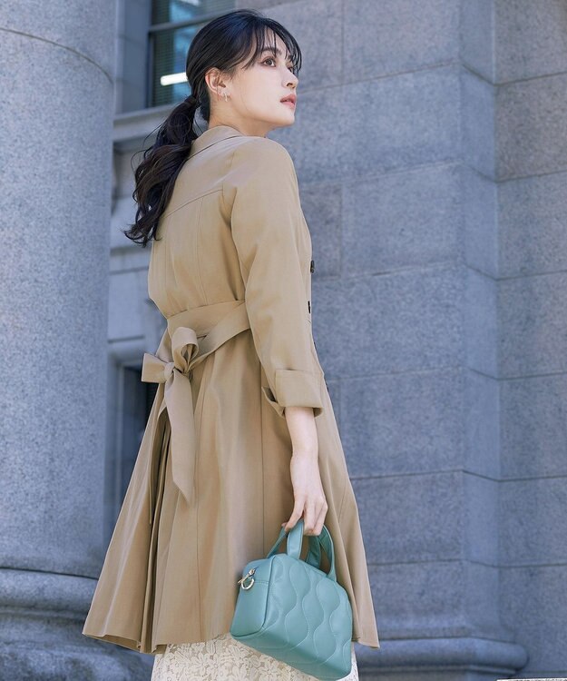 Tiaclasse L 【洗える】リボンベルト付きトレンチコート ベージュ