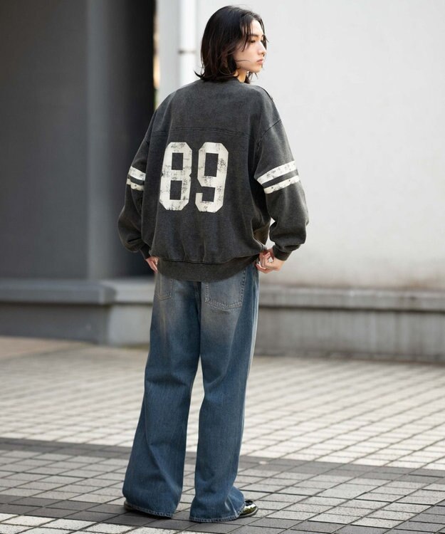 WEGO 【ユニセックス着用ITEM】ケミカルウォッシュナンバリングプルオーバー ブラックその他