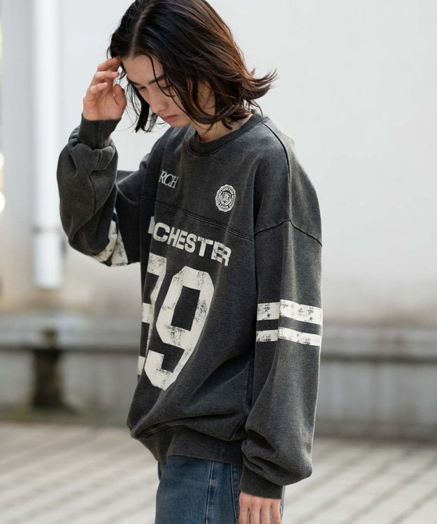 WEGO 【ユニセックス着用ITEM】ケミカルウォッシュナンバリングプルオーバー ブラックその他