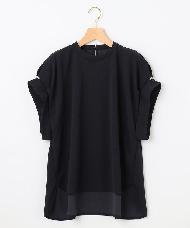 組曲 【WEB限定】ライトジョーゼット袖タック ブラウス ブラック系