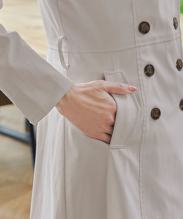 Tiaclasse L 【洗える】リボンベルト付きトレンチコート グレー