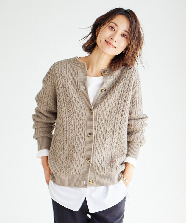 J.PRESS LADIES 【洗える】EIGER CORD カーディガン ブラウン系