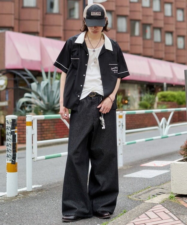 WEGO 【ユニセックス着用ITEM】ボーリングシャツ（SS） ブラック