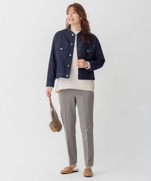 自由区 【裏起毛/撥水加工】TRギャバ テーパードパンツ カーキ系