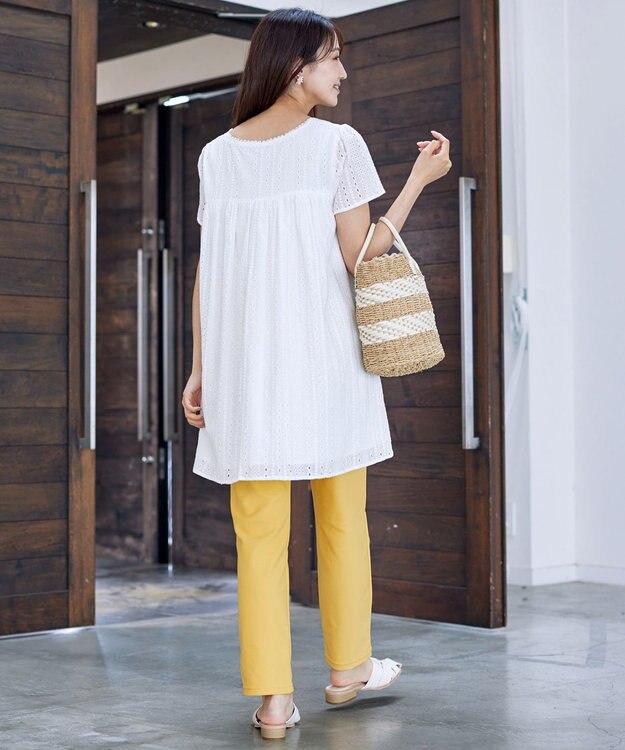 Tiaclasse L 【洗える】カットレースチュニックブラウス オフホワイト