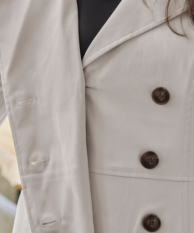 Tiaclasse L 【洗える】リボンベルト付きトレンチコート グレー