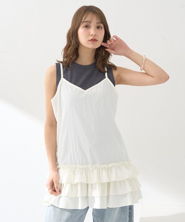 earth music&ecology 裾フリルキャミワンピース Off White