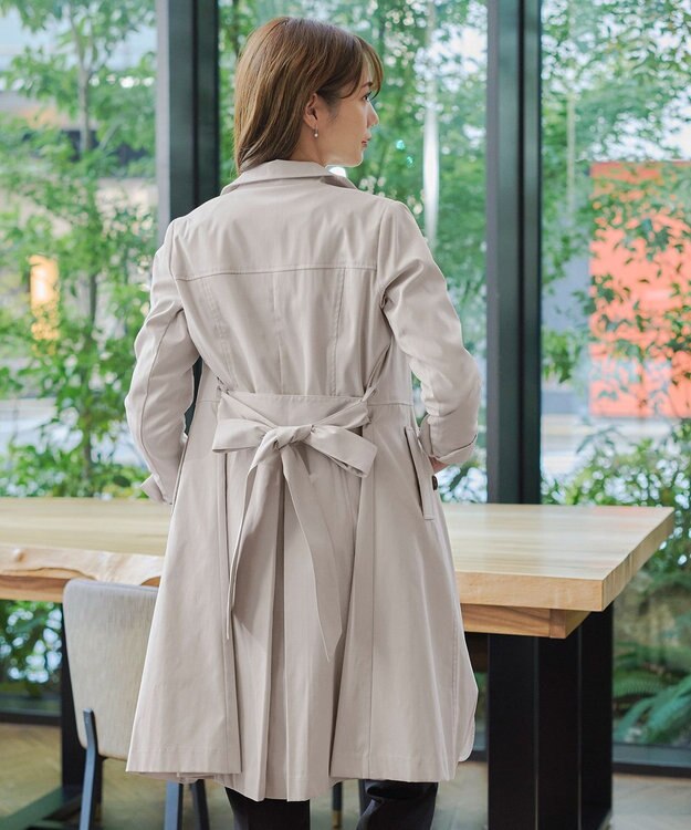 Tiaclasse L 【洗える】リボンベルト付きトレンチコート グレー