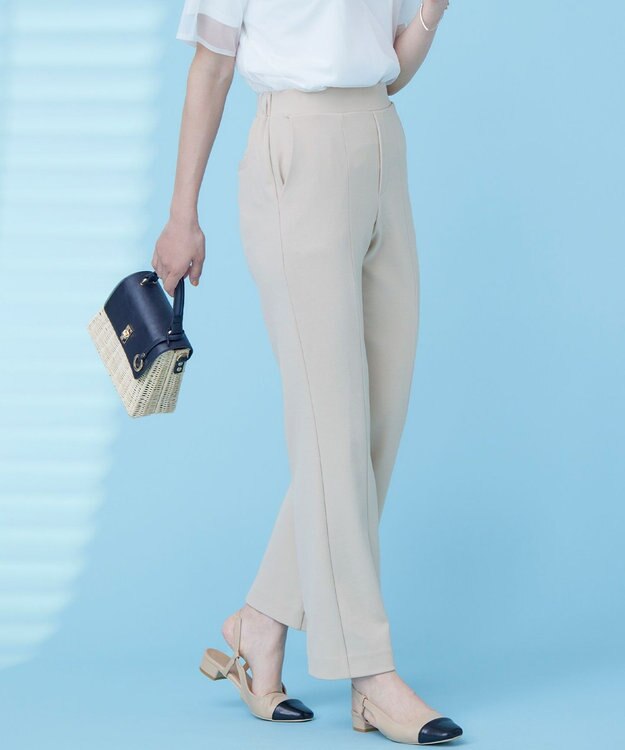 組曲 S スタイルアップジャージー フレアパンツ ラテベージュ系