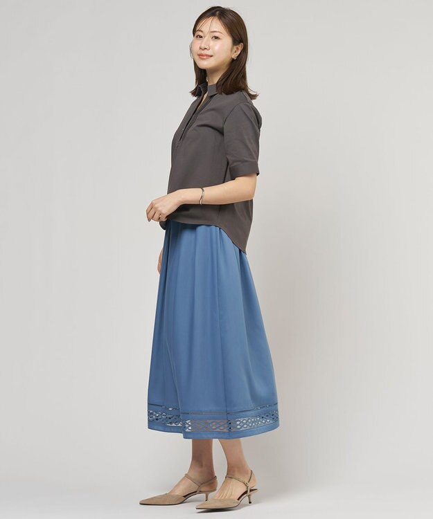 J.PRESS LADIES ドライコットン ポロ カットソー スレートブラウン系