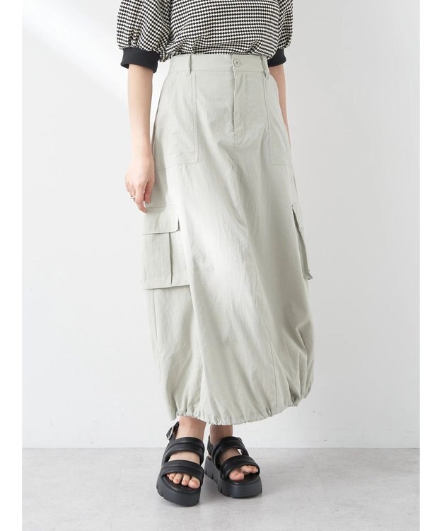 earth music&ecology バルーンカーゴスカート Light Green