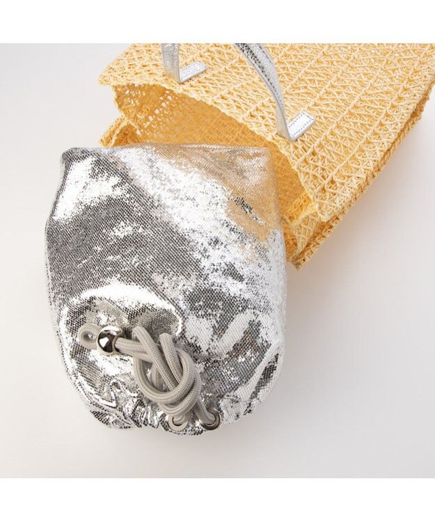 UNBILLION カシュカシュ cachecache / 透かし編みスクエアトートバッグ シルバー