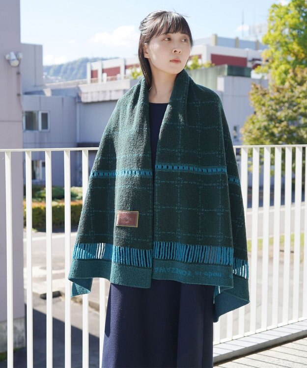 nitorito 【UNISEX】stamp チェック柄 3WAY ストール green