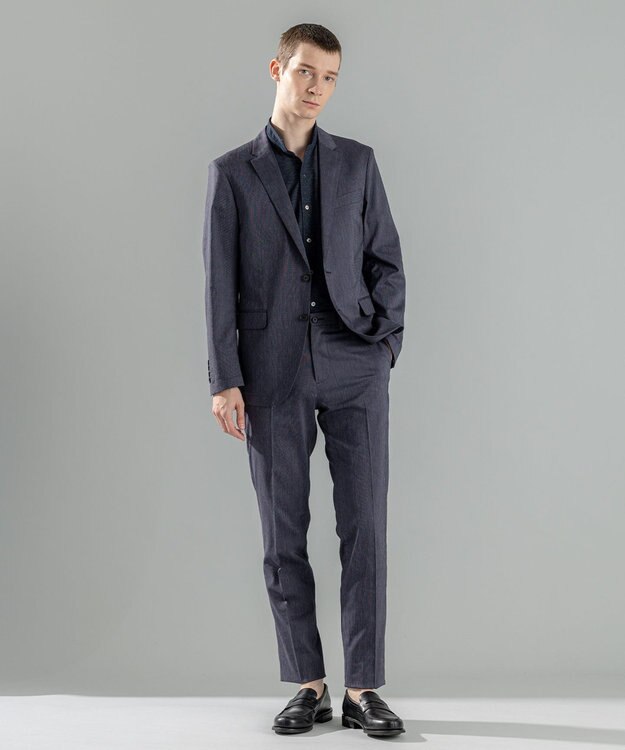 JOSEPH HOMME 新素材【軽量/通気性/清涼感/洗える/ストレッチ】レノクロスストレッチ　ウィングカラー半袖シャツ ネイビー系