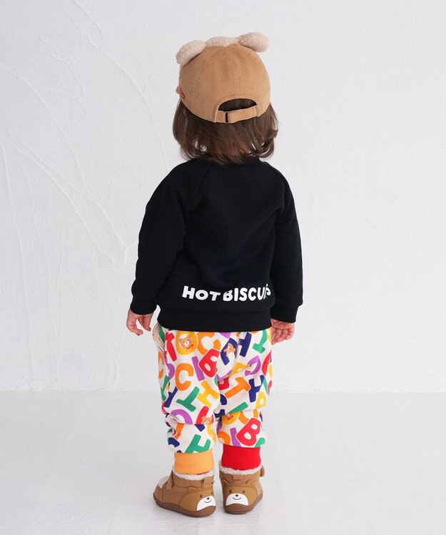 MIKI HOUSE HOT BISCUITS 【70-110cm】 顔ドン ラグラントレーナー 黒