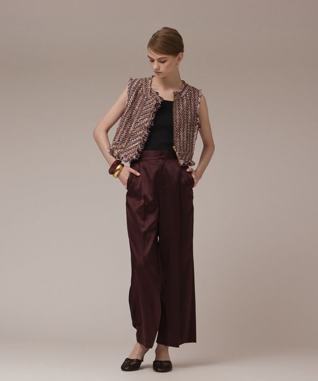 GRACE CONTINENTAL トリアセサテンワイドパンツ ブラウン