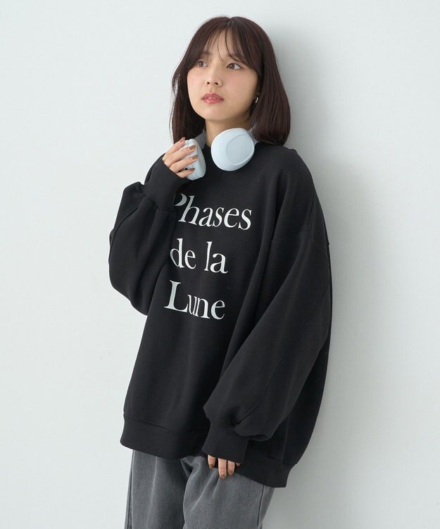 earth music&ecology Ｐｈａｓｅｓ　ｄｅ　ｌａ　Ｌｕｎｅルーズスウェット Black