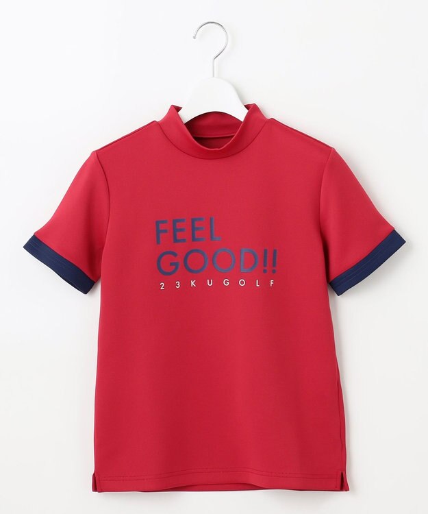 23区GOLF 【WOMEN】【吸水速乾/UVカット】モックネックシャツ レッド系