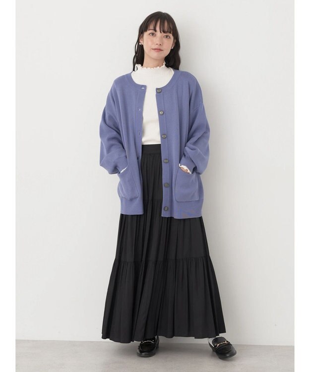 earth music&ecology チェーンリブハイネックプルオーバー Ivory