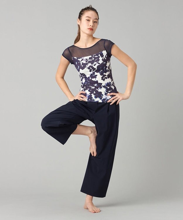 Chacott ローズシルエットブラトップ ネイビープリント