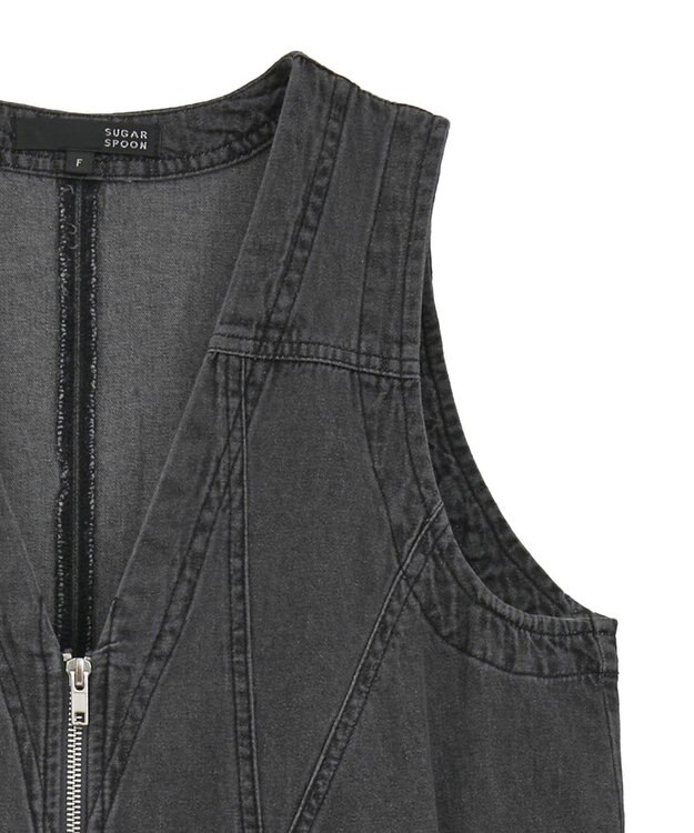 Green Parks ・ＳＵＧＡＲ　ＳＰＯＯＮ　Ｗ－ＺＩＰデニムロングワンヒ Black