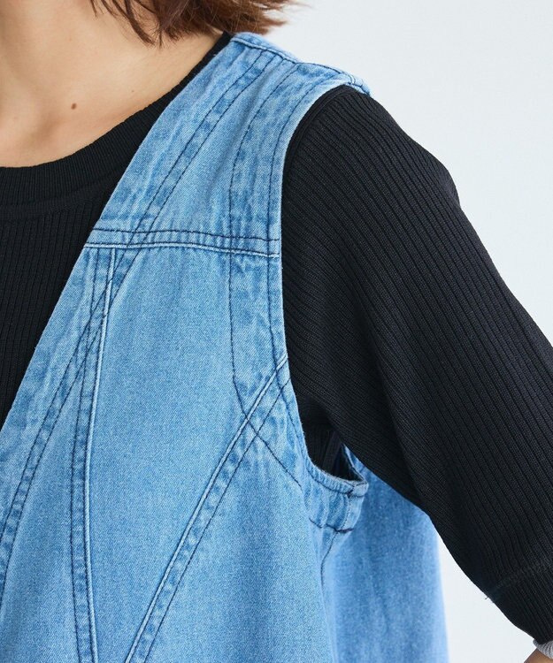 Green Parks ・ＳＵＧＡＲ　ＳＰＯＯＮ　Ｗ－ＺＩＰデニムロングワンヒ Indigo