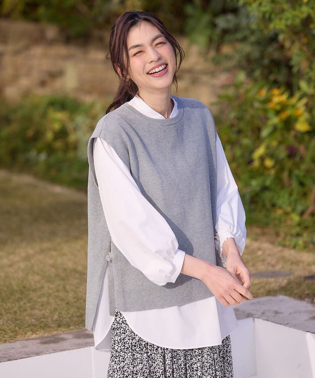 ANY スプリングニットベスト トップグレー