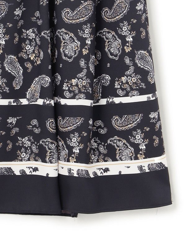 23区 【洗える】スカーフパネルプリント スカート ブラック系