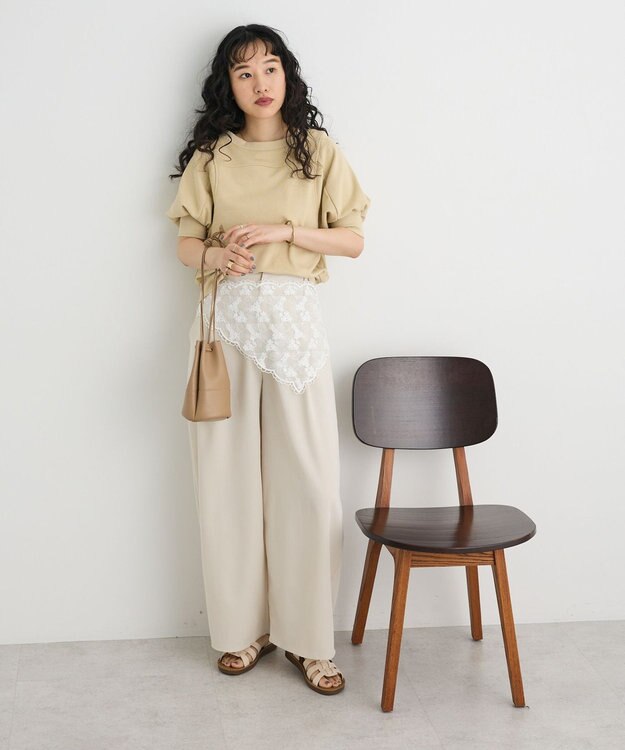 CRAFT STANDARD BOUTIQUE TC裏毛ボリュームハーフスリーブプルオーバー Beige