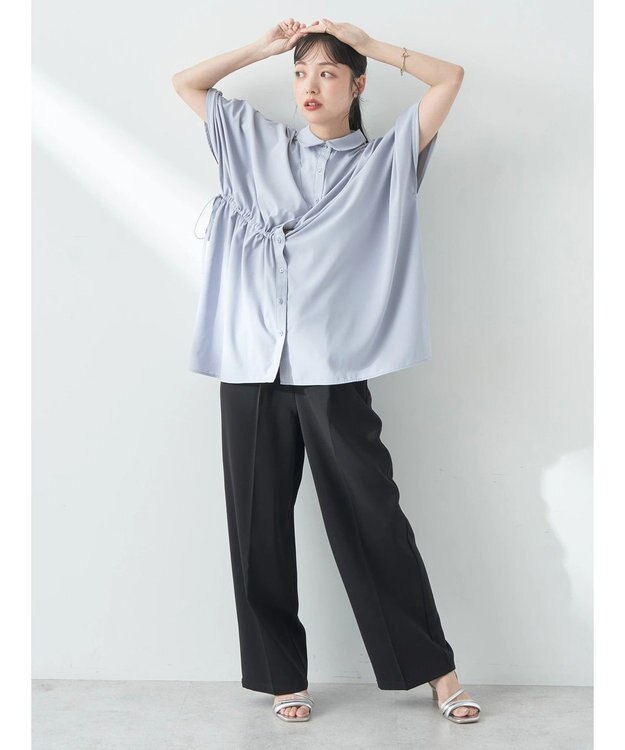 earth music&ecology アシメギャザーシャツ Sax