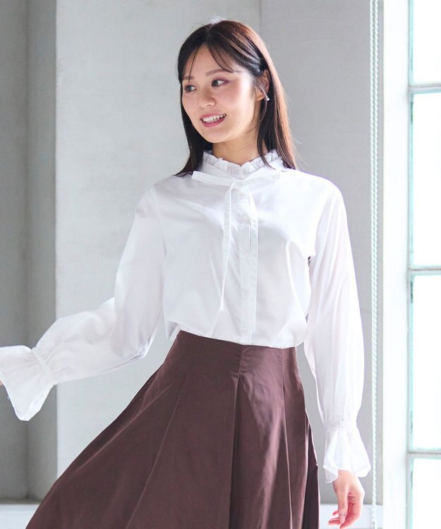 Feroux リボンディテール ブラウス ホワイト系