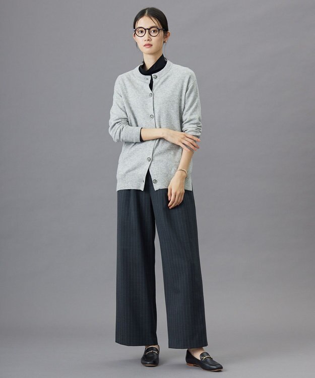 J.PRESS LADIES 【洗える】サイロウォッシャブル2wayストライプ ワイド パンツ チャコールストライプ系1