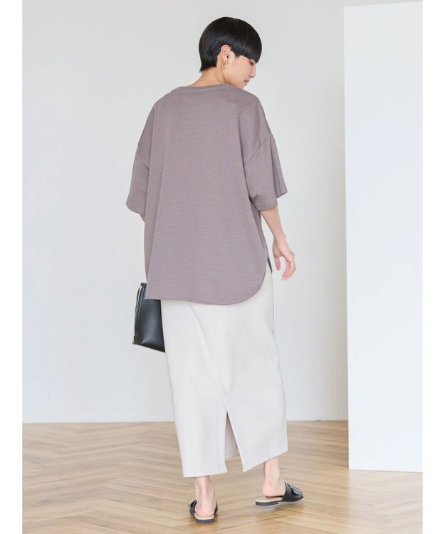 AMERICAN HOLIC 接触冷感裾ラウンドカットプルオーバー Border Blue