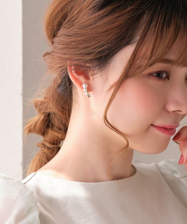 Phoebe <オンワード限定セット>Rio de laパールピアス×フォーマルパールビジューサークルブローチ ホワイト