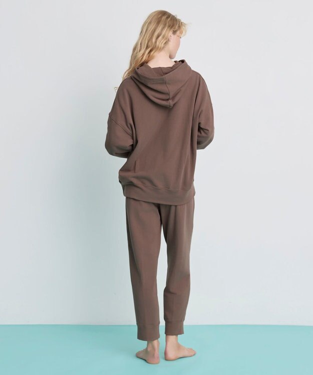 une nana cool 【綿混】あくびのお嬢さんの裏毛フーディーパジャマ ブラウン