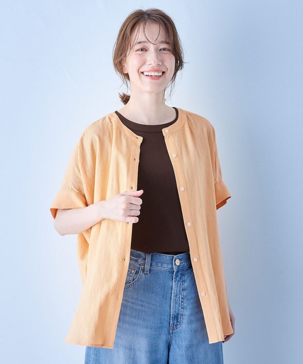 ANY フレンチリネンシャツブラウス オレンジ