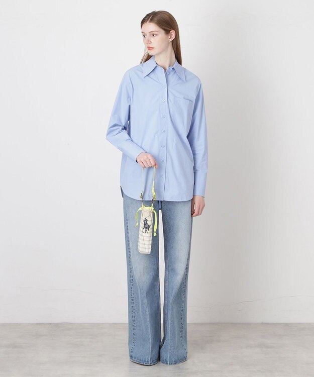 MOONBAT POLO RALPH LAUREN(ポロ ラルフローレン)ポロポニー ボーダー 折りたたみ傘 簡単開閉 ベージュ