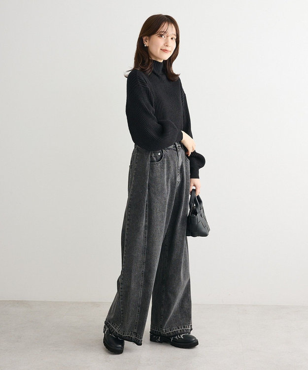 Green Parks ・ｓｗｉｎｇ　ｂｙ　ボトルネックラメニット Black