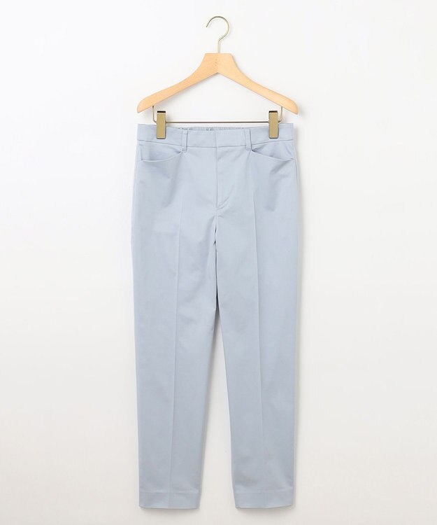 組曲 【WEB限定】サテンストレッチ クロップドパンツ サックスブルー系