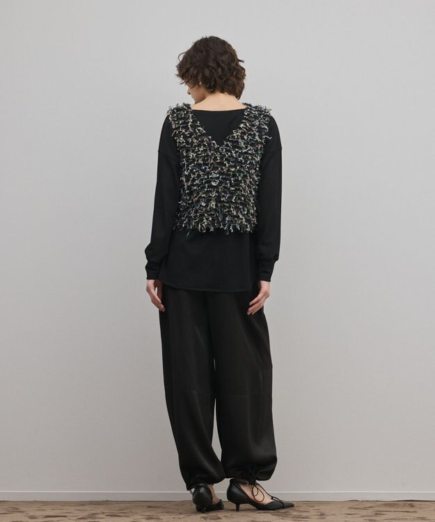 GRACE CONTINENTAL フリンジチュールベスト ブラック