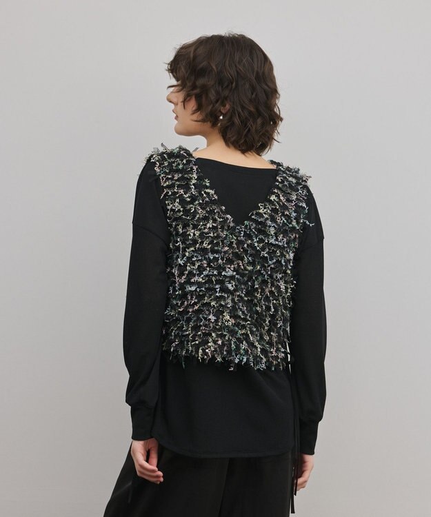 GRACE CONTINENTAL フリンジチュールベスト ブラック