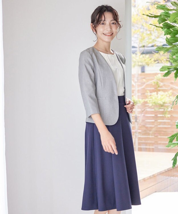 Tiaclasse 【吸水速乾・接触冷感・UVケア・防シワ・洗える】カチオンカラーレスジャケット チャコールグレー