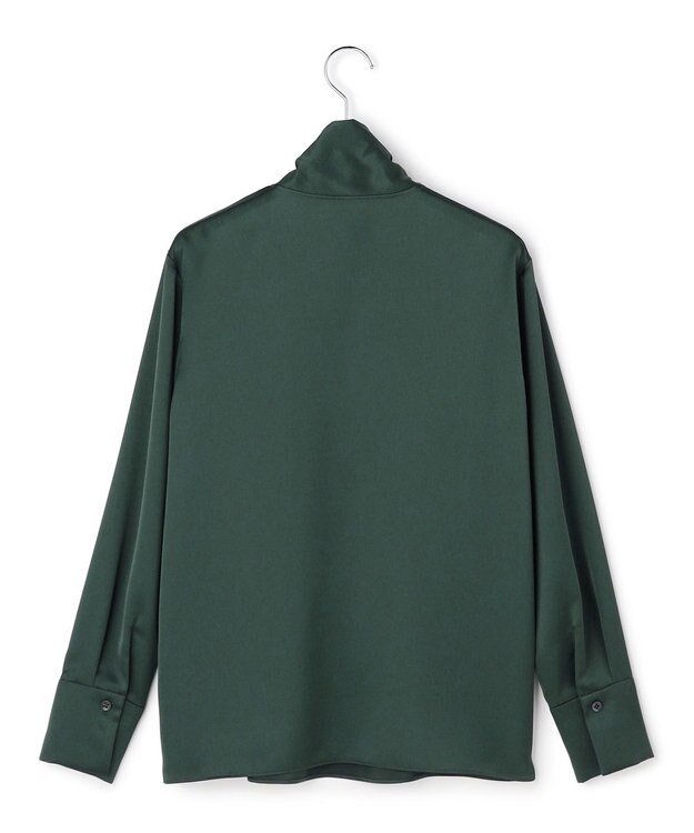 ICB 【WEB限定】 ドレープサテン ボウタイブラウス ミッドグリーン系