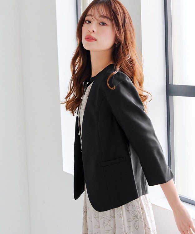 Tiaclasse 【吸水速乾・接触冷感・UVケア・防シワ・洗える】カチオンカラーレスジャケット ブラック