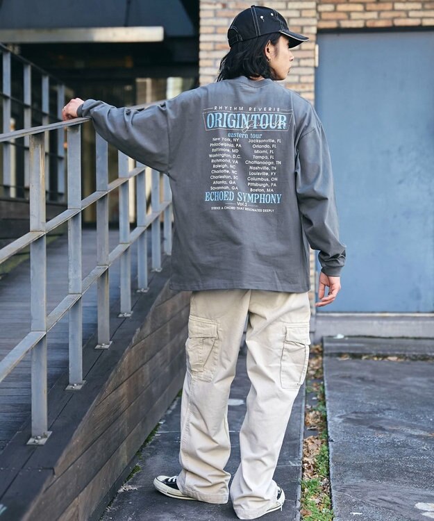 WEGO 【ユニセックス着用ITEM/MLサイズ展開】ヴィンテージライクグラフィックT（LS） 柄1