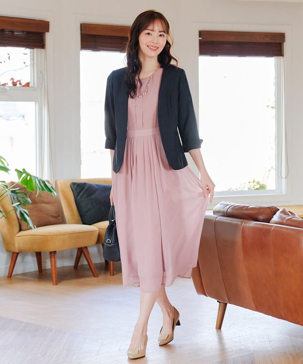 Tiaclasse 【吸水速乾・接触冷感・UVケア・防シワ・洗える】カチオンカラーレスジャケット ネイビー