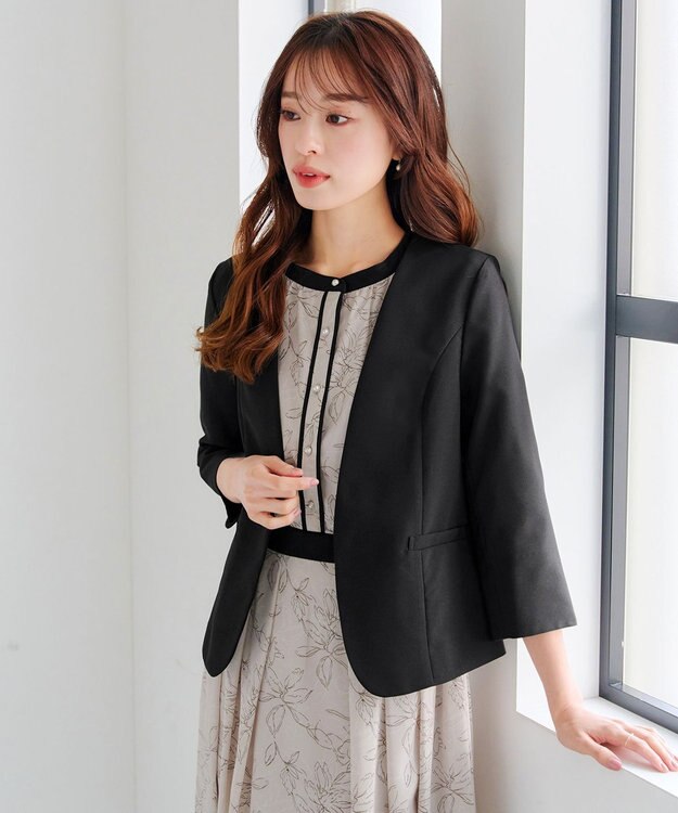 Tiaclasse 【吸水速乾・接触冷感・UVケア・防シワ・洗える】カチオンカラーレスジャケット ブラック