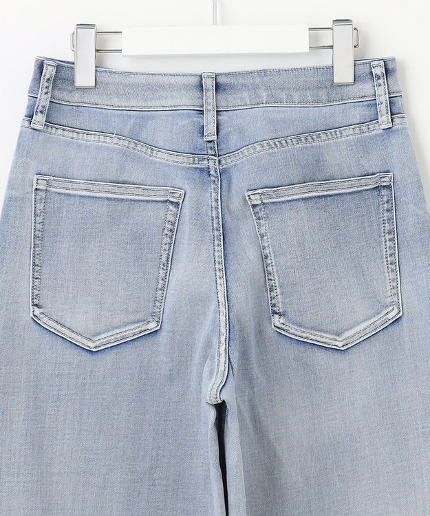 自由区 【洗える】ウスカルデニム カーブパンツ ライトインディゴ